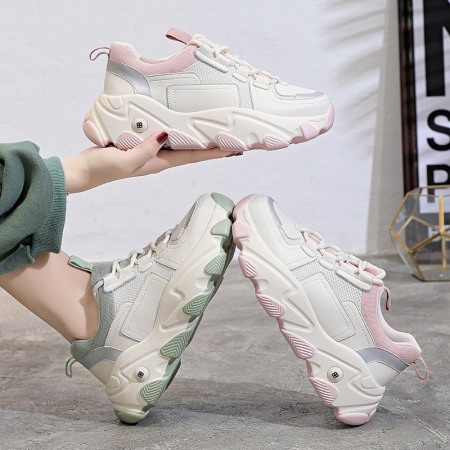 Sports Style Women's Spring New Trendy Mesh Breathable Thick-Soled Increased Sports Casual Shoes Women